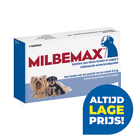 Milbemax tabletten kleine hond/puppy <br>0,5 - 10 kg 4 st