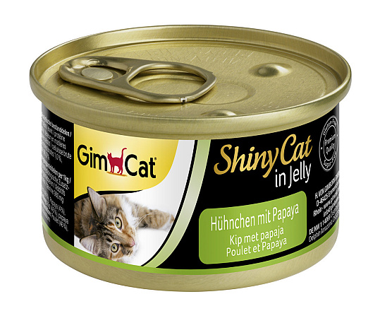 GimCat kattenvoer ShinyCat in jelly kip met papaja 70 gr